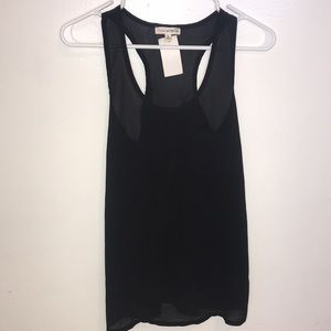 NWT Zenana Outfitters black racer back sheer tank top with pocket